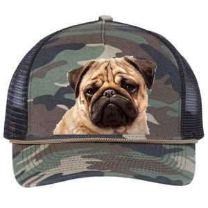 Dog - Close-Up of Pug Face Retro Rope Trucker Hat Cap