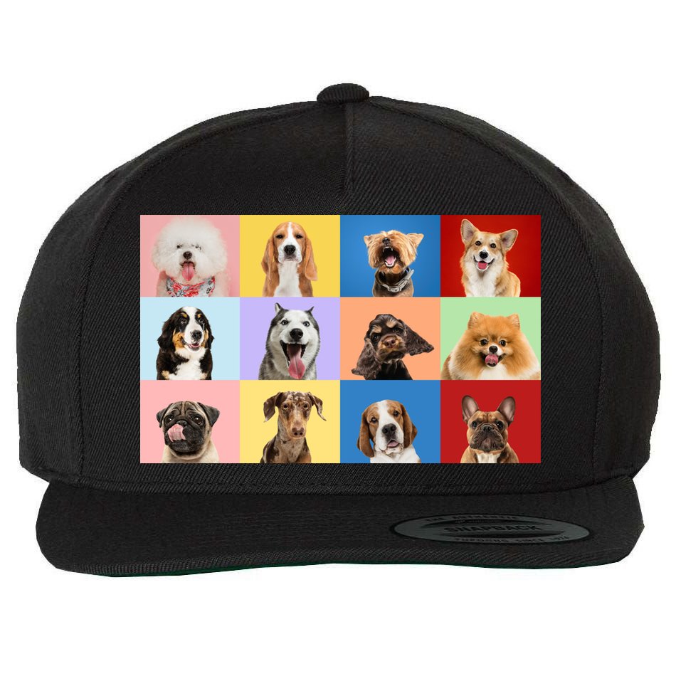 Dog Collage Wool Snapback Cap