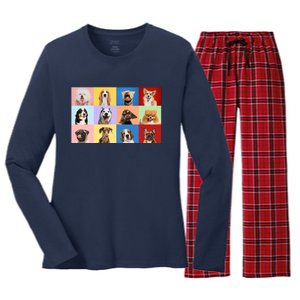 Dog Collage Women's Long Sleeve Flannel Pajama Set 