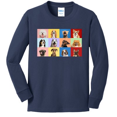 Dog Collage Kids Long Sleeve Shirt