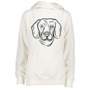 Dog Face Outlined Womens Funnel Neck Pullover Hood