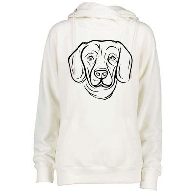 Dog Face Outlined Womens Funnel Neck Pullover Hood