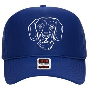 Dog Face Outlined High Crown Mesh Back Trucker Hat