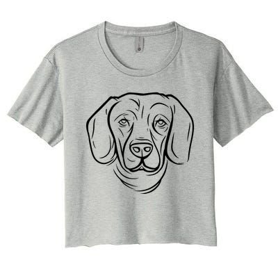 Dog Face Outlined Women's Crop Top Tee