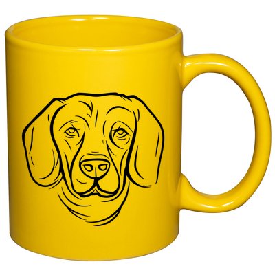 Dog Face Outlined 11oz C Handle Ceramic Mug