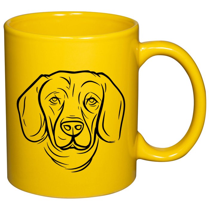 Dog Face Outlined 11oz C Handle Ceramic Mug
