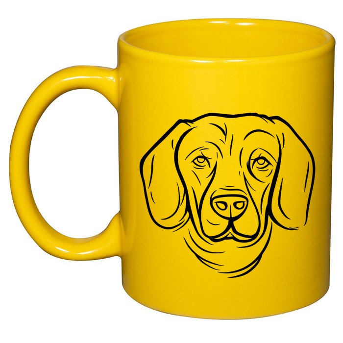 Dog Face Outlined 11oz C Handle Ceramic Mug
