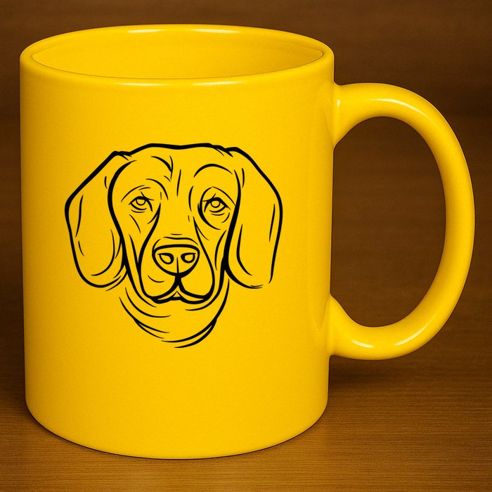 Dog Face Outlined 11oz C Handle Ceramic Mug