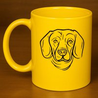Dog Face Outlined 11oz C Handle Ceramic Mug