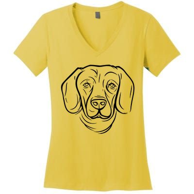 Dog Face Outlined Women's V-Neck T-Shirt