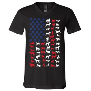 Dog Flag USA V-Neck T-Shirt