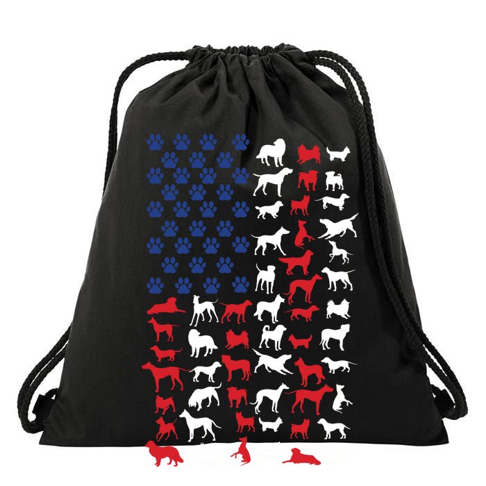 Dog Flag USA Drawstring Bag