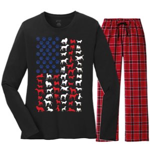 Dog Flag USA Women's Long Sleeve Flannel Pajama Set 