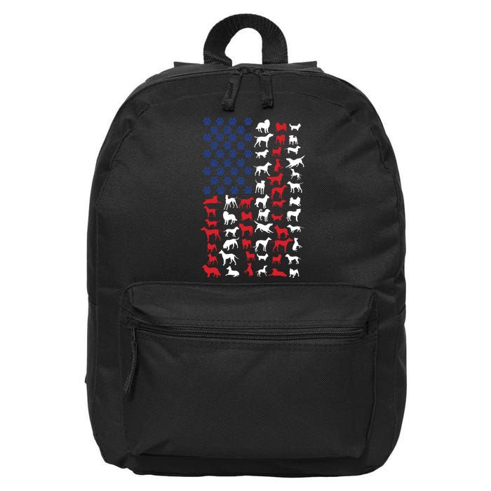 Dog Flag USA 16 in Basic Backpack