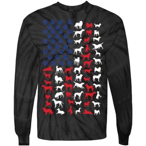 Dog Flag USA Tie-Dye Long Sleeve Shirt