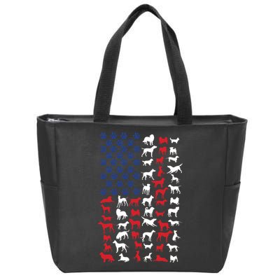 Dog Flag USA Zip Tote Bag