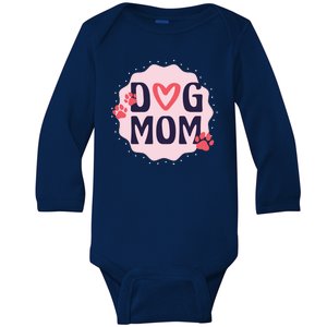 Dog Mom Paw Baby Long Sleeve Bodysuit