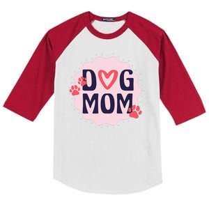 Dog Mom Paw Kids Colorblock Raglan Jersey