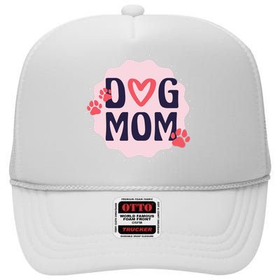 Dog Mom Paw High Crown Mesh Back Trucker Hat