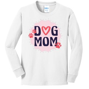 Dog Mom Paw Kids Long Sleeve Shirt