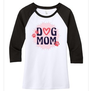 Dog Mom Paw Women's Tri-Blend 3/4-Sleeve Raglan Shirt