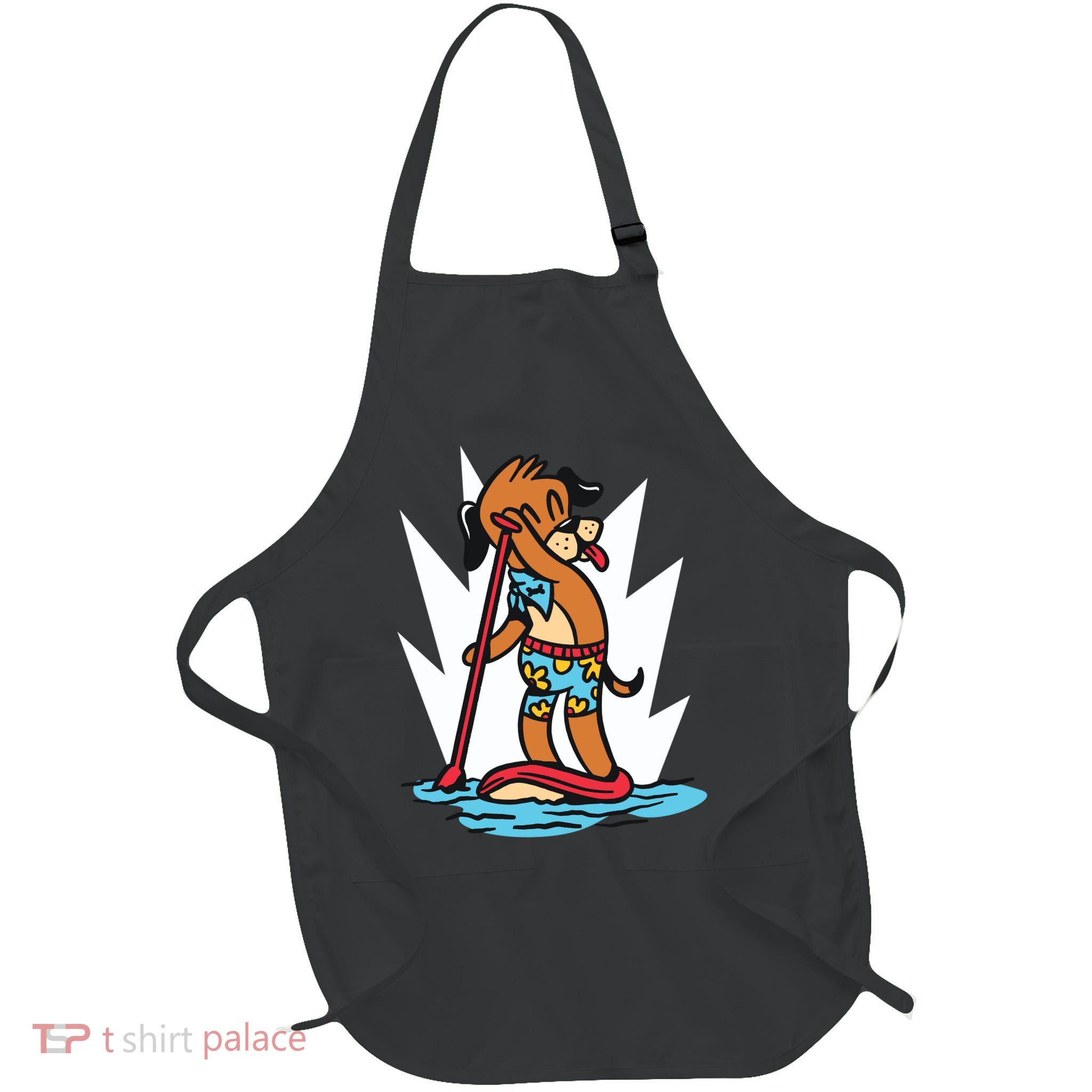 Dog Paddle Boarding Full-Length Apron With Pockets