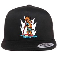 Dog Paddle Boarding Flat Bill Trucker Hat