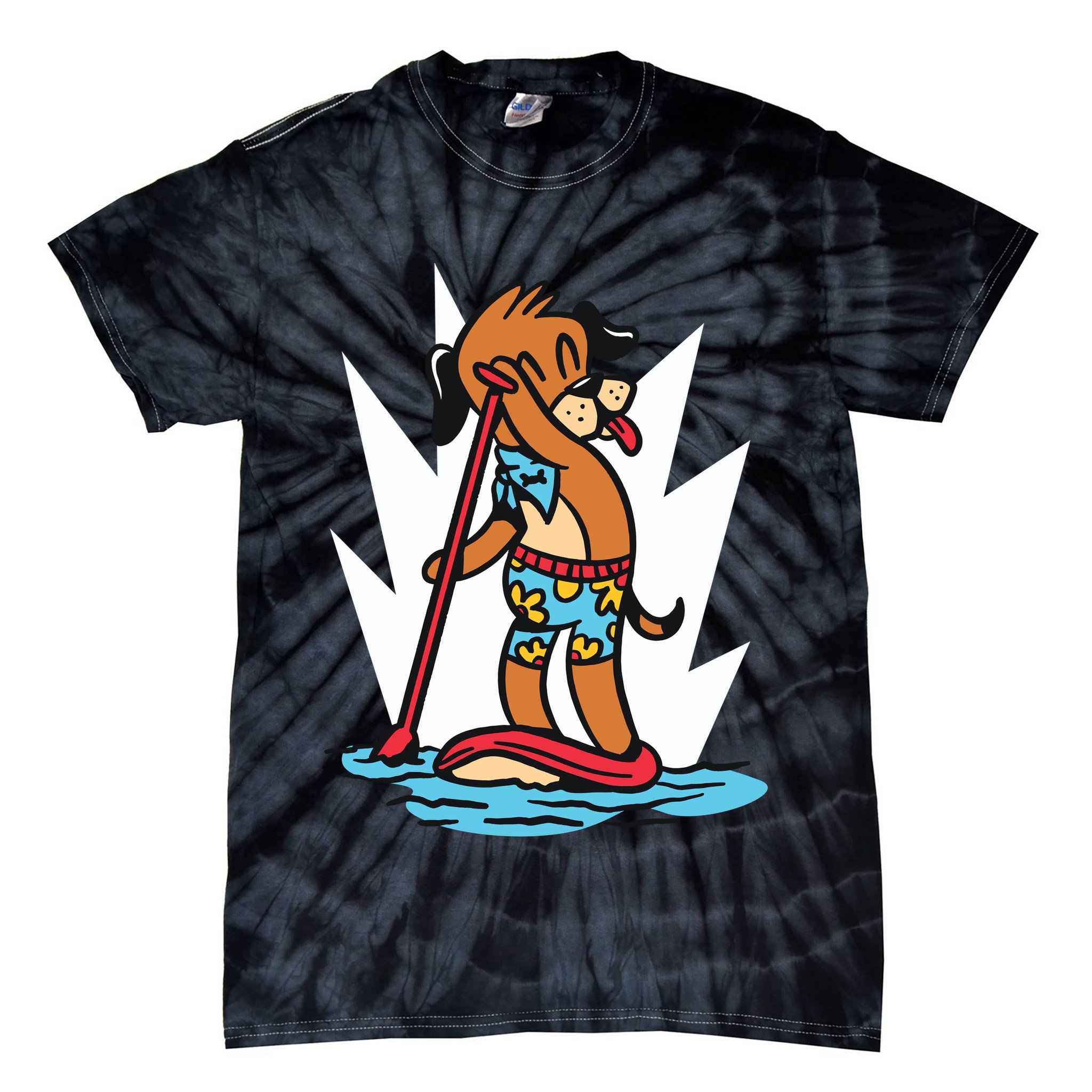 Dog Paddle Boarding Tie-Dye T-Shirt