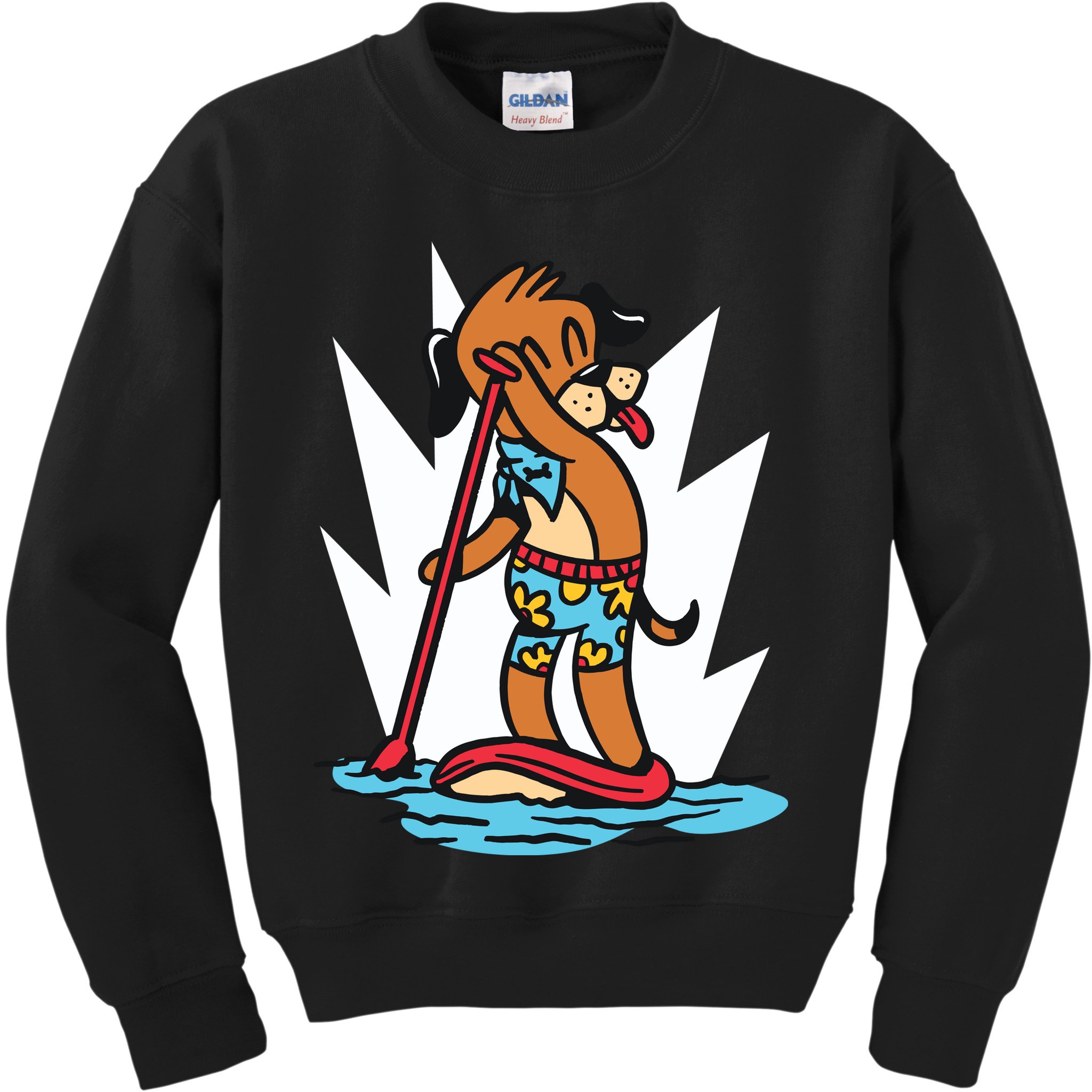 Dog Paddle Boarding Kids Sweatshirt