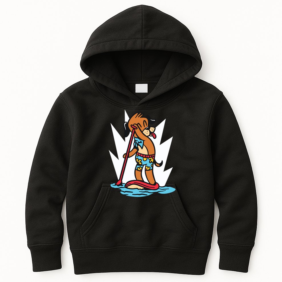 Dog Paddle Boarding Kids Hoodie