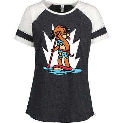 Dog Paddle Boarding Enza Ladies Jersey Colorblock Tee