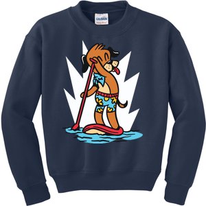 Dog Paddle Boarding Kids Sweatshirt