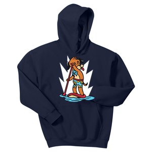 Dog Paddle Boarding Kids Hoodie