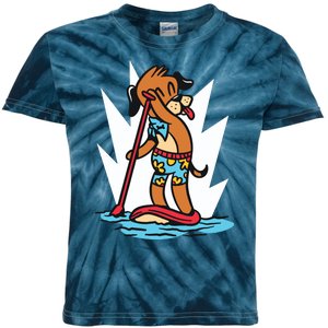 Dog Paddle Boarding Kids Tie-Dye T-Shirt