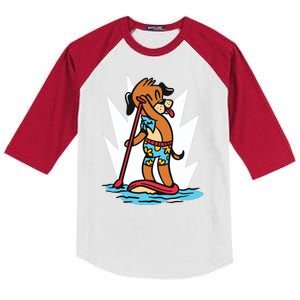 Dog Paddle Boarding Kids Colorblock Raglan Jersey