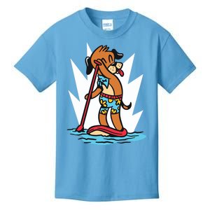 Dog Paddle Boarding Kids T-Shirt