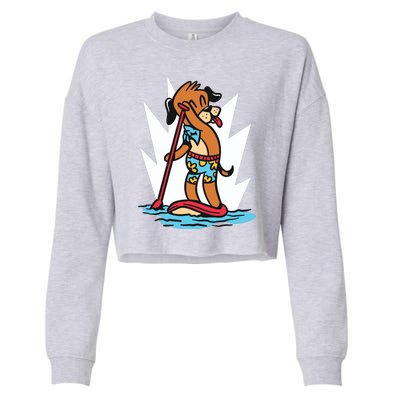 Dog Paddle Boarding Cropped Pullover Crew