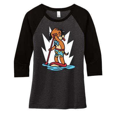 Dog Paddle Boarding Women's Tri-Blend 3/4-Sleeve Raglan Shirt