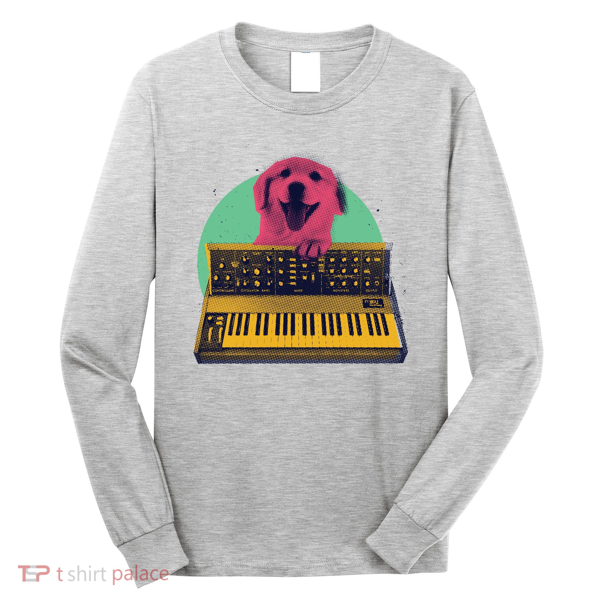 Dog Playing Piano Long Sleeve Shirt