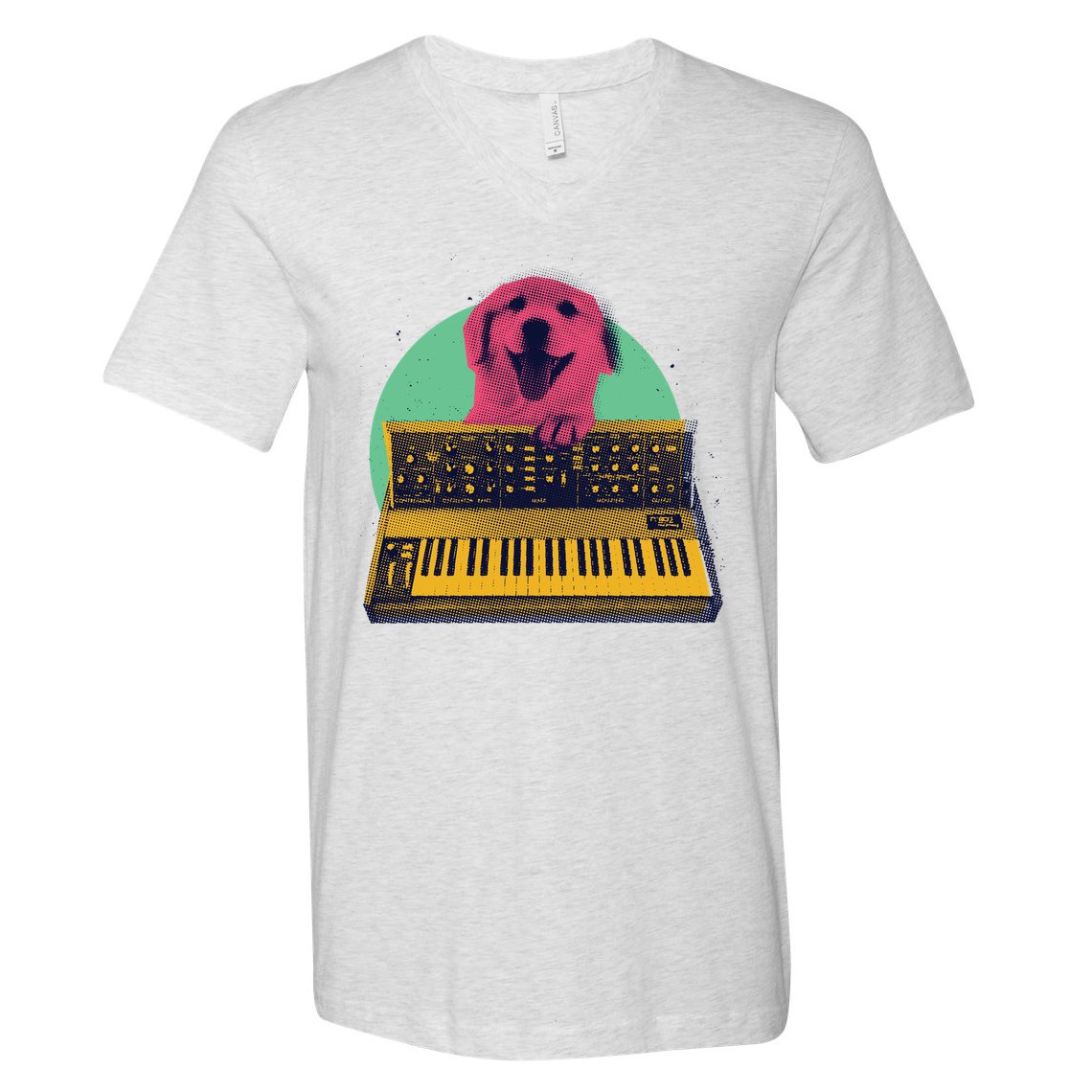 Dog Playing Piano V-Neck T-Shirt