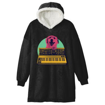 Dog Playing Piano Hooded Wearable Blanket