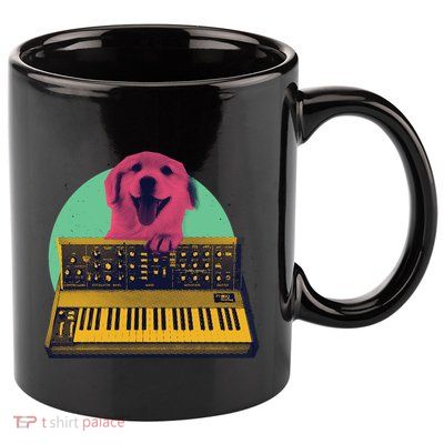 Dog Playing Piano 11oz C Handle Ceramic Mug
