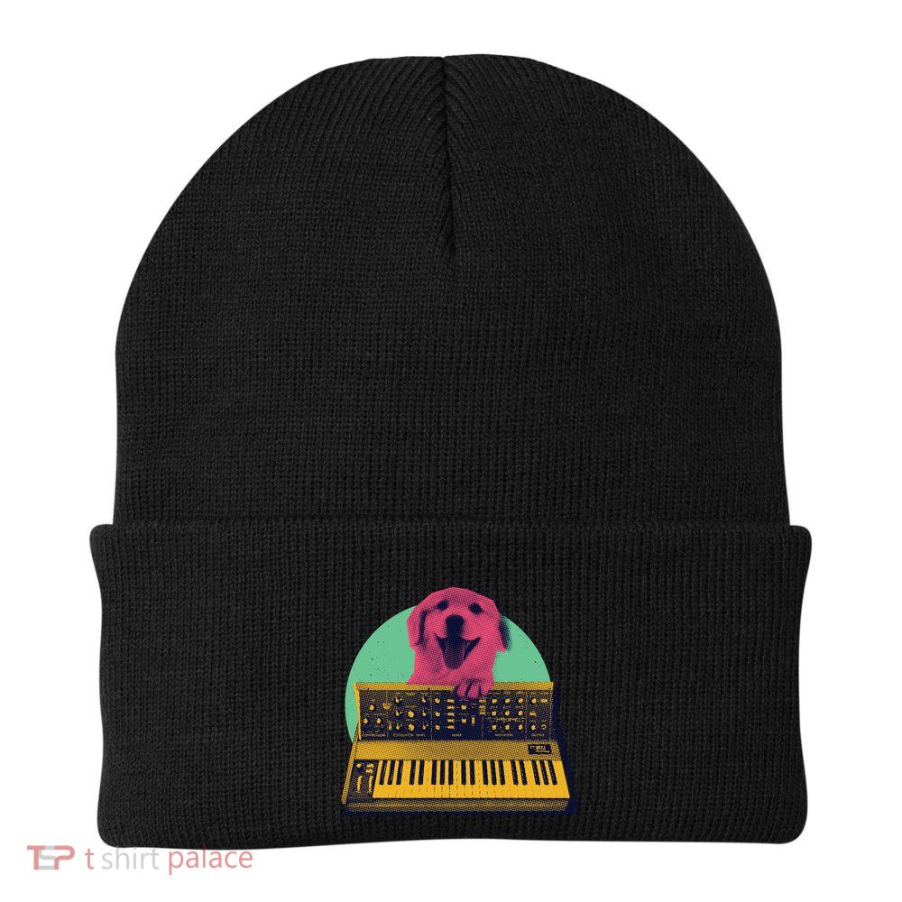 Dog Playing Piano Knit Cap Winter Beanie