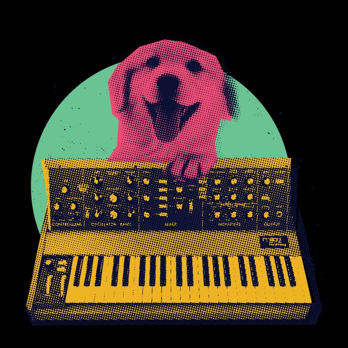 Dog Playing Piano Drawstring Bag
