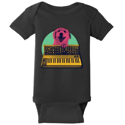 Dog Playing Piano Baby Bodysuit