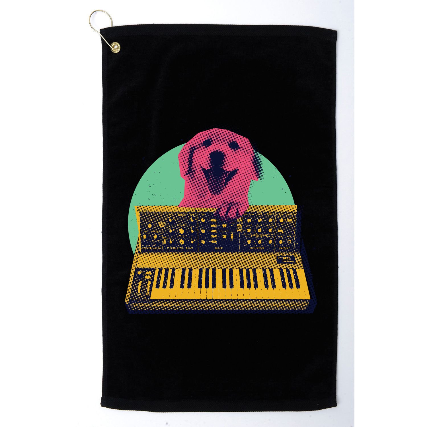 Dog Playing Piano Golf Towel