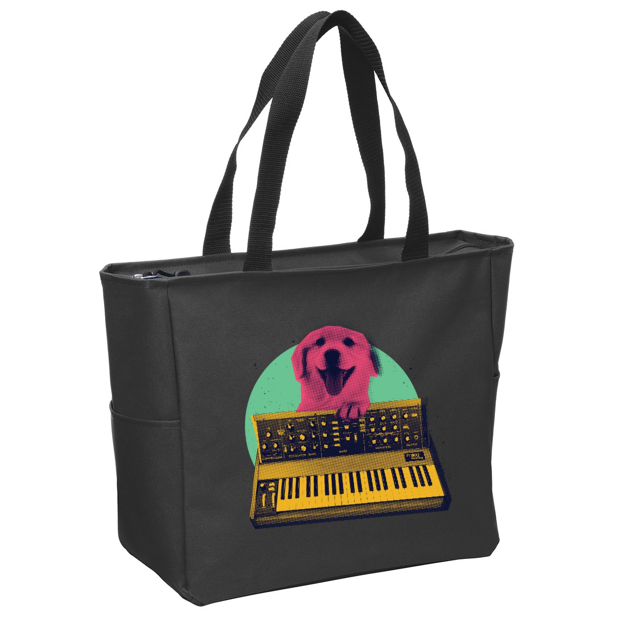 Dog Playing Piano Zip Tote Bag