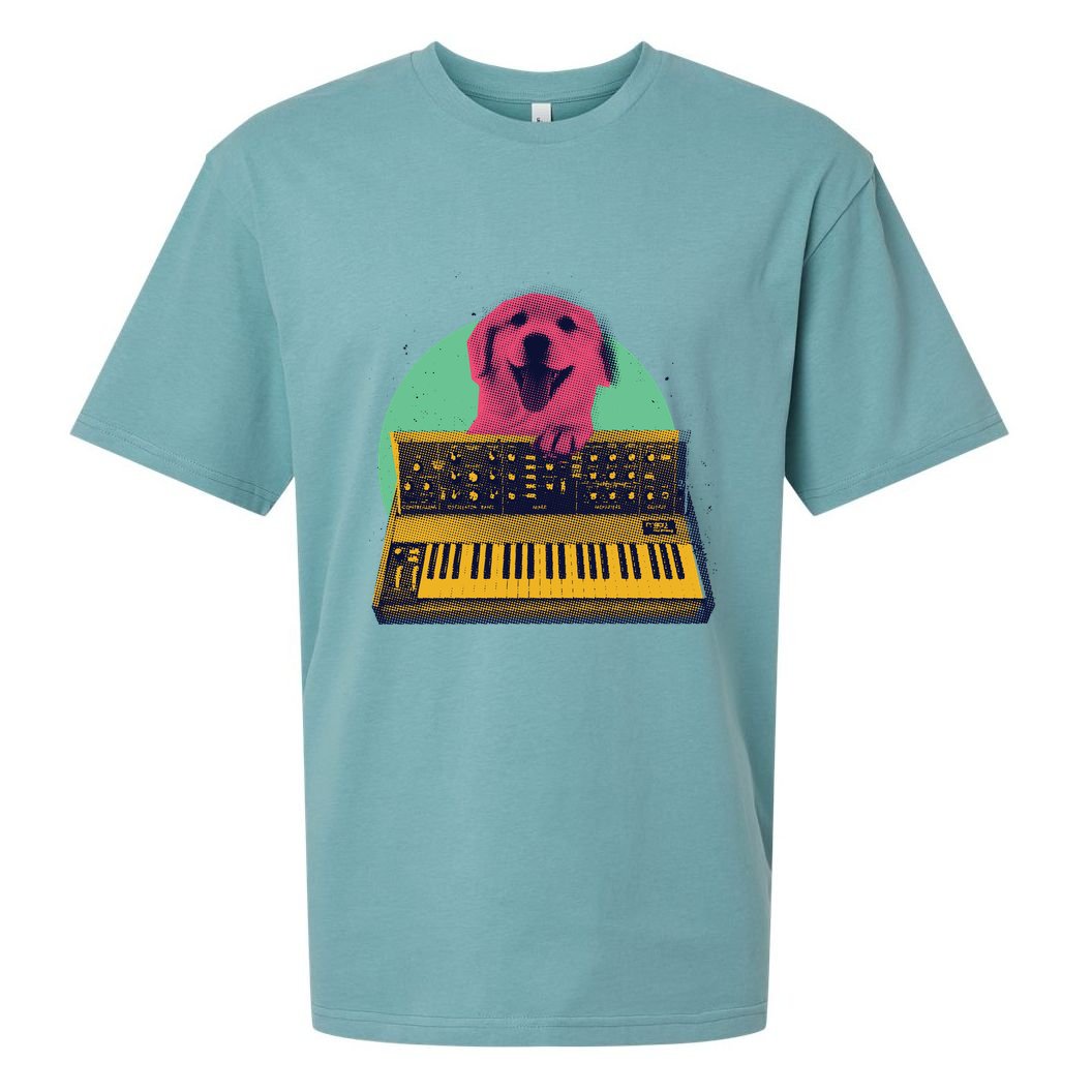 Dog Playing Piano Sueded Cloud Jersey T-Shirt