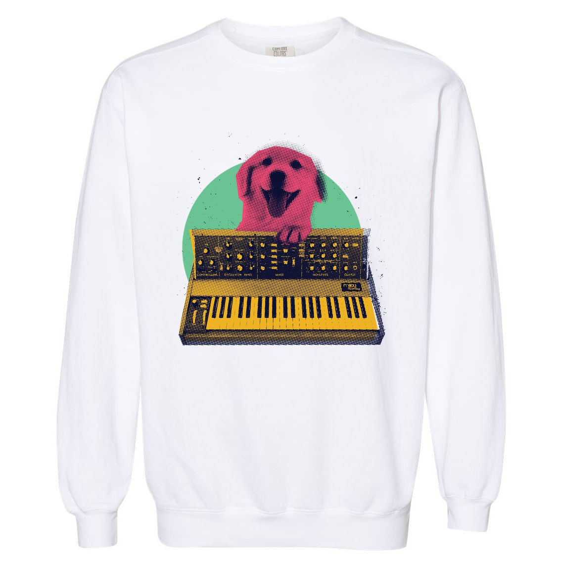 Dog Playing Piano Garment-Dyed Sweatshirt