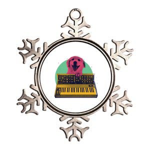 Dog Playing Piano Metallic Star Ornament